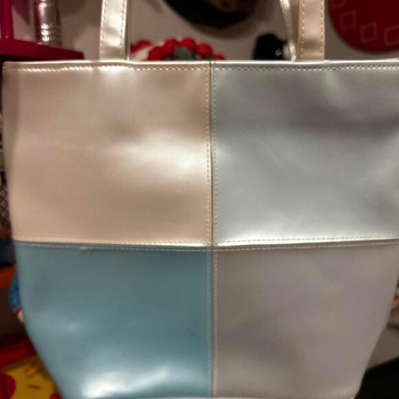 Vintage 90s Silver and Ice blue Mini Tote Bag - Picture 3 of 7